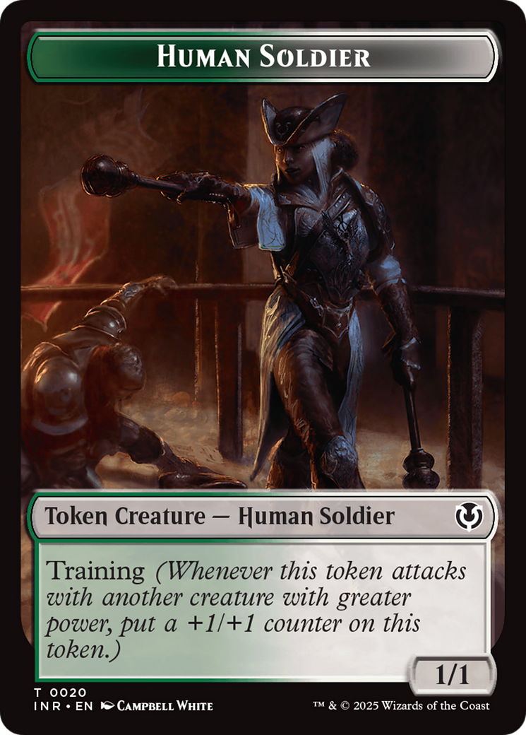 Human Soldier (0020) // Emblem - Tamiyo, Field Researcher Double-Sided Token [Innistrad Remastered Tokens] | Good Games Morley