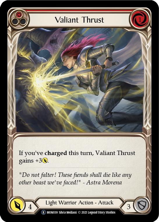 Valiant Thrust (Red) [U-MON039-RF] (Monarch Unlimited)  Unlimited Rainbow Foil | Good Games Morley