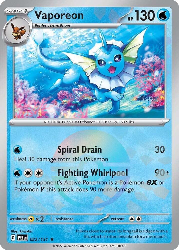 Vaporeon 022/131 (SV: Prismatic Evolutions)  - Poke Ball Holofoil | Good Games Morley