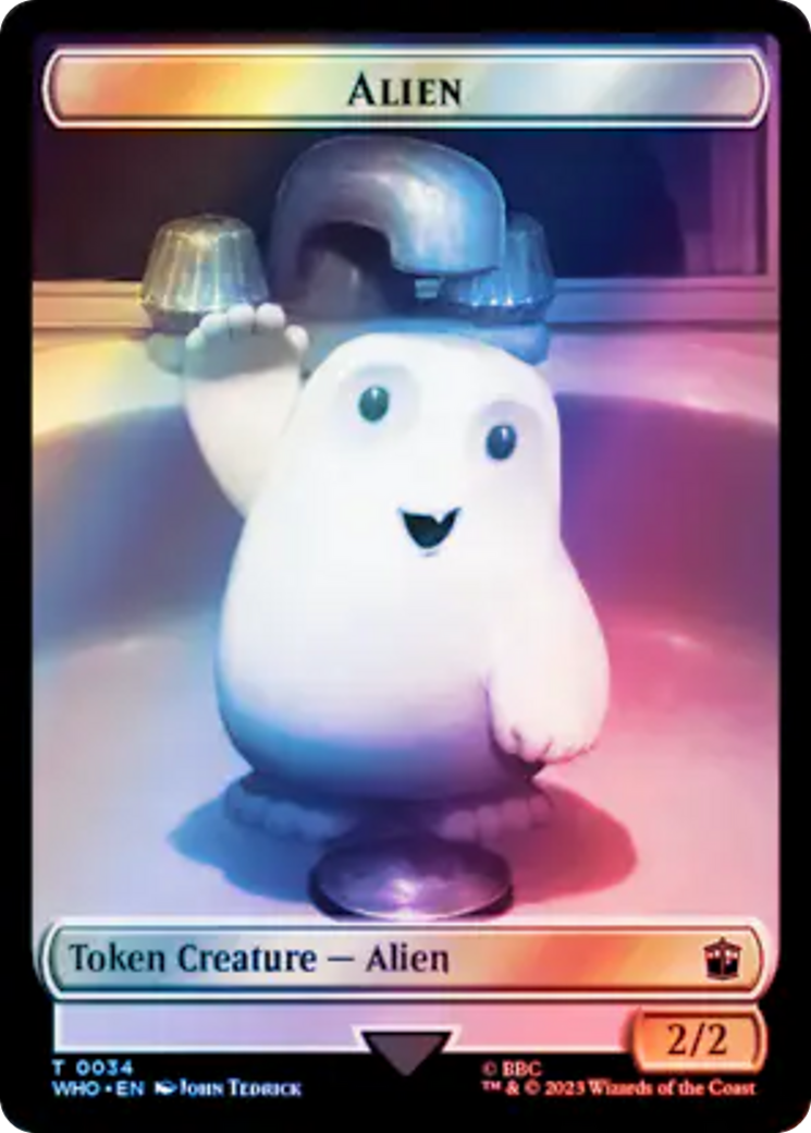 Alien // Dinosaur Double-Sided Token (Surge Foil) [Doctor Who Tokens] | Good Games Morley