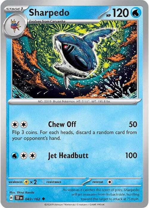 Sharpedo 043/162 (SV05: Temporal Forces)  - Reverse Holofoil | Good Games Morley
