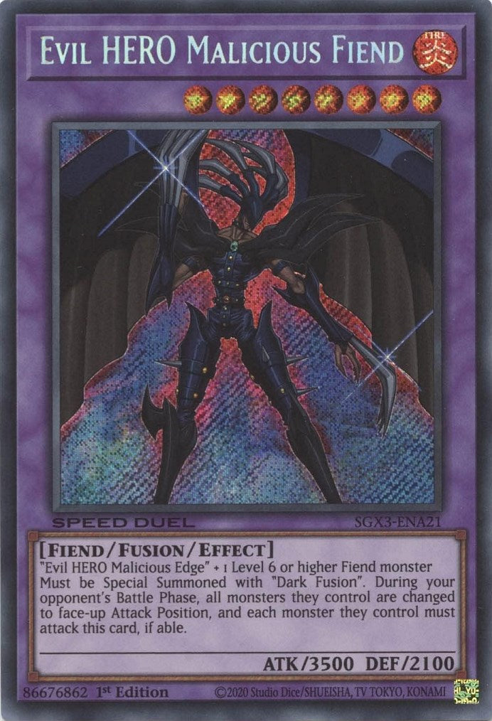 Evil HERO Malicious Fiend [SGX3-ENA21] Secret Rare | Good Games Morley