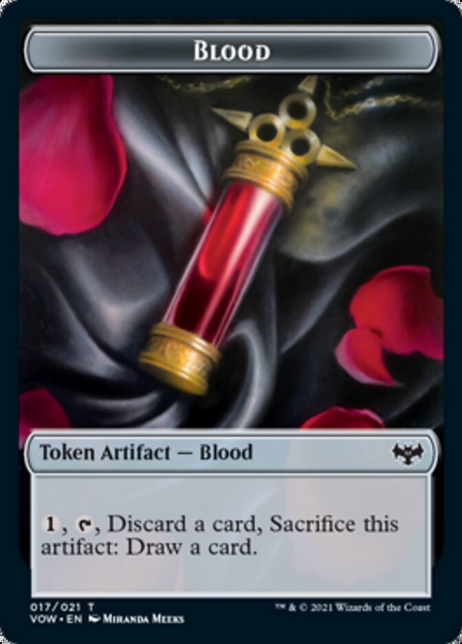 Blood // Chandra, Dressed to Kill Emblem Double-Sided Token [Innistrad: Crimson Vow Tokens] | Good Games Morley