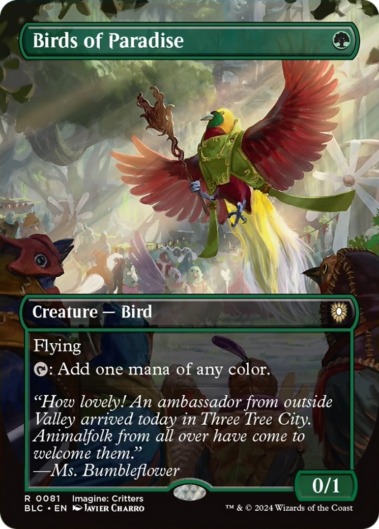Birds of Paradise (Borderless) [Bloomburrow Commander] | Good Games Morley