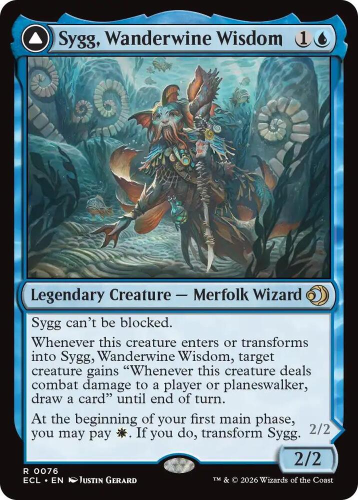 Sygg, Wanderwine Wisdom // Sygg, Wanderbrine Shield 76 (Lorwyn Eclipsed)  - Foil | Good Games Morley