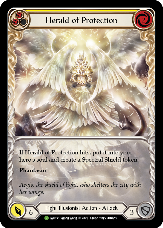 Herald of Protection (Yellow Extended Art) [FAB030] (Promo)  Rainbow Foil | Good Games Morley