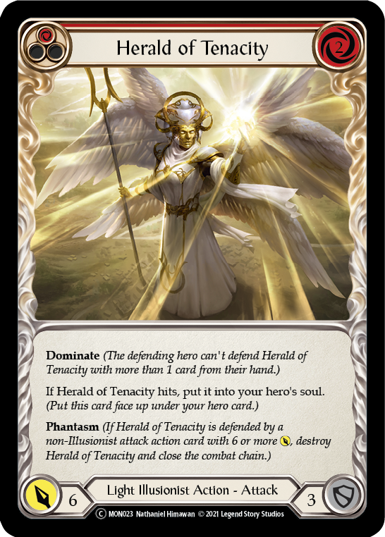 Herald of Tenacity (Red) [U-MON023-RF] (Monarch Unlimited)  Unlimited Rainbow Foil | Good Games Morley