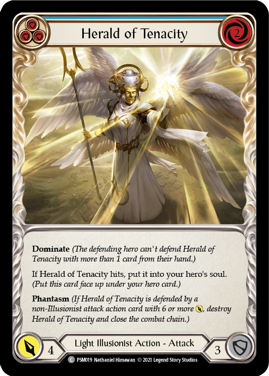 Herald of Tenacity (Blue) [PSM019] (Monarch Prism Blitz Deck) | Good Games Morley
