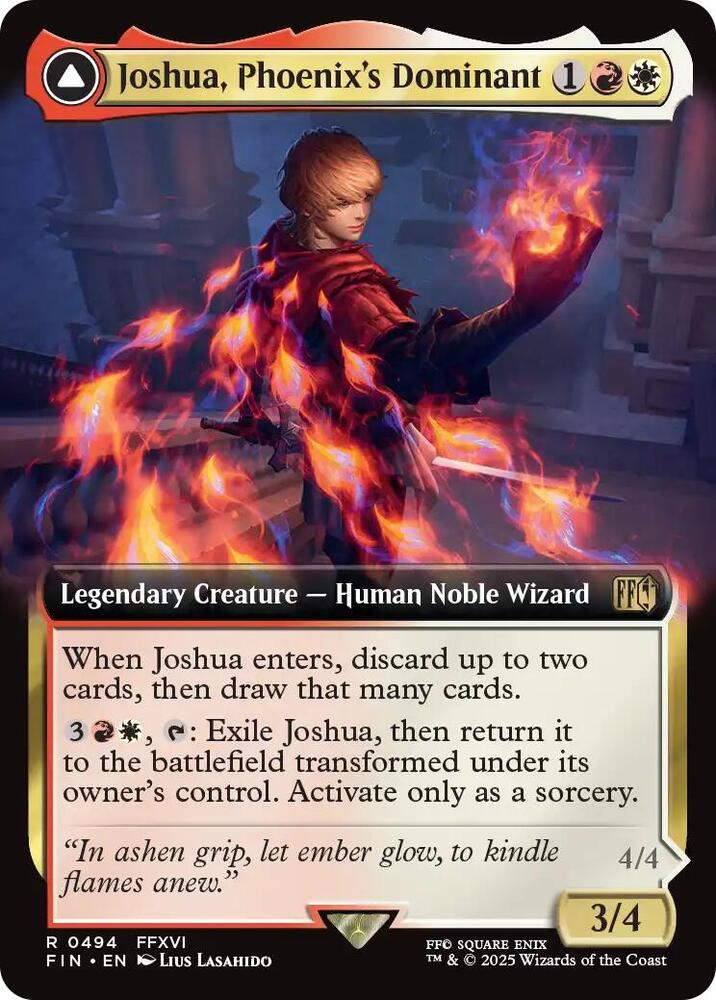 Joshua, Phoenix's Dominant // Phoenix, Warden of Fire 494 (FINAL FANTASY)  - Extended Art Foil | Good Games Morley