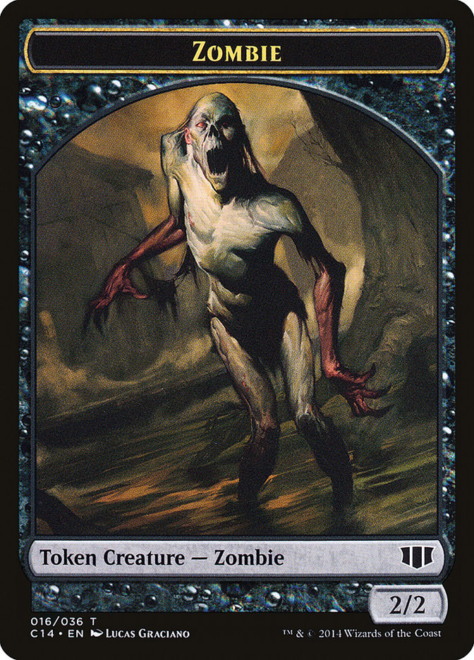 Horror // Zombie (016/036) Double-Sided Token [Commander 2014 Tokens] | Good Games Morley