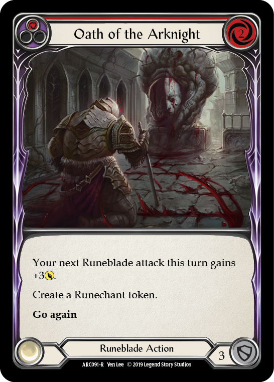 Oath of the Arknight (Red) [ARC091-R] (Arcane Rising)  1st Edition Rainbow Foil | Good Games Morley