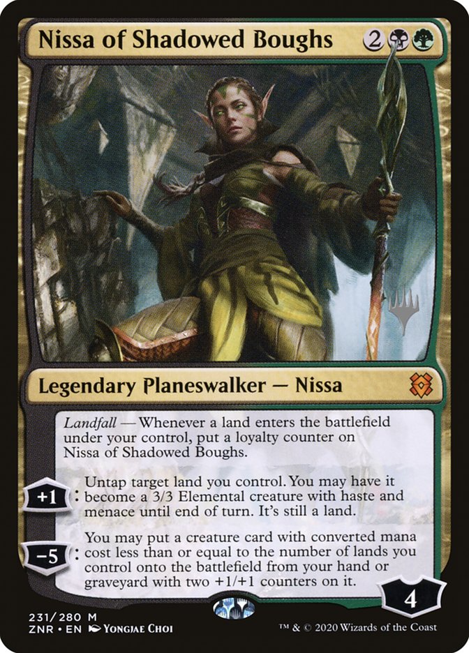 Nissa of Shadowed Boughs (Promo Pack) [Zendikar Rising Promos] | Good Games Morley