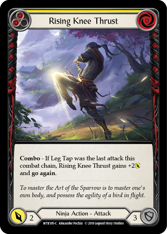 Rising Knee Thrust (Yellow) [WTR105-C] (Welcome to Rathe)  Alpha Print Rainbow Foil | Good Games Morley