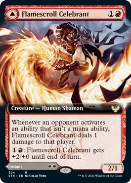 Flamescroll Celebrant Extended Art 324 (Strixhaven: School of Mages)  - Foil | Good Games Morley