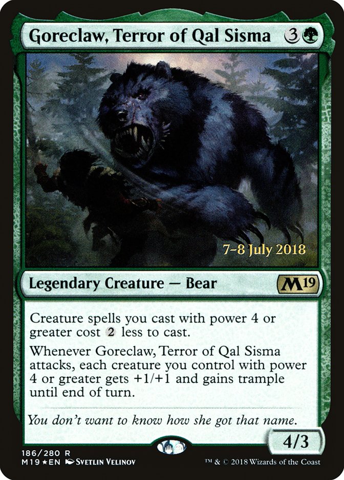 Goreclaw, Terror of Qal Sisma [Core Set 2019 Prerelease Promos] | Good Games Morley