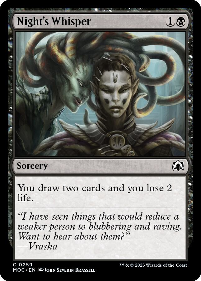 Night's Whisper 259/444 (Commander: March of the Machine)  | Good Games Morley