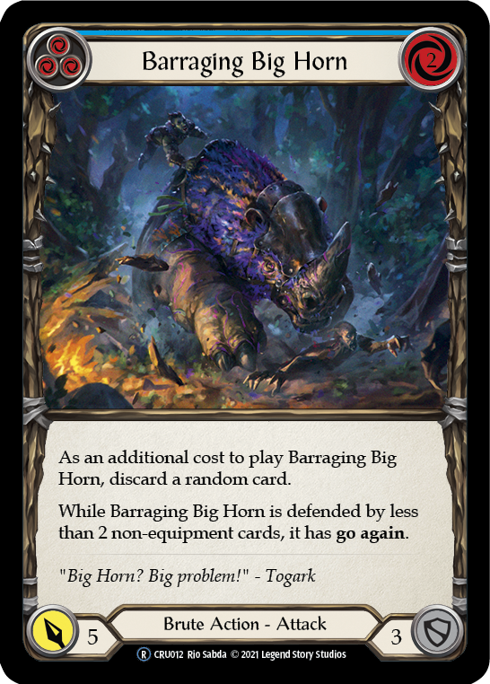Barraging Big Horn (Blue) [U-CRU012] (Crucible of War Unlimited)  Unlimited Rainbow Foil | Good Games Morley