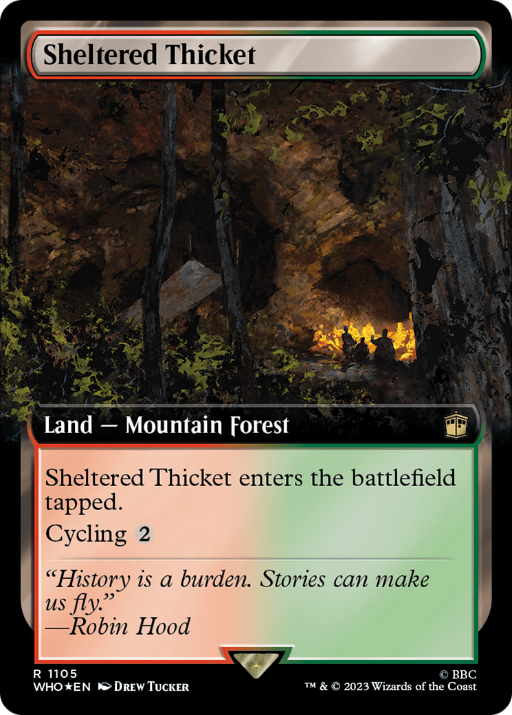 Sheltered Thicket (Extended Art) (Surge Foil) [Doctor Who] | Good Games Morley