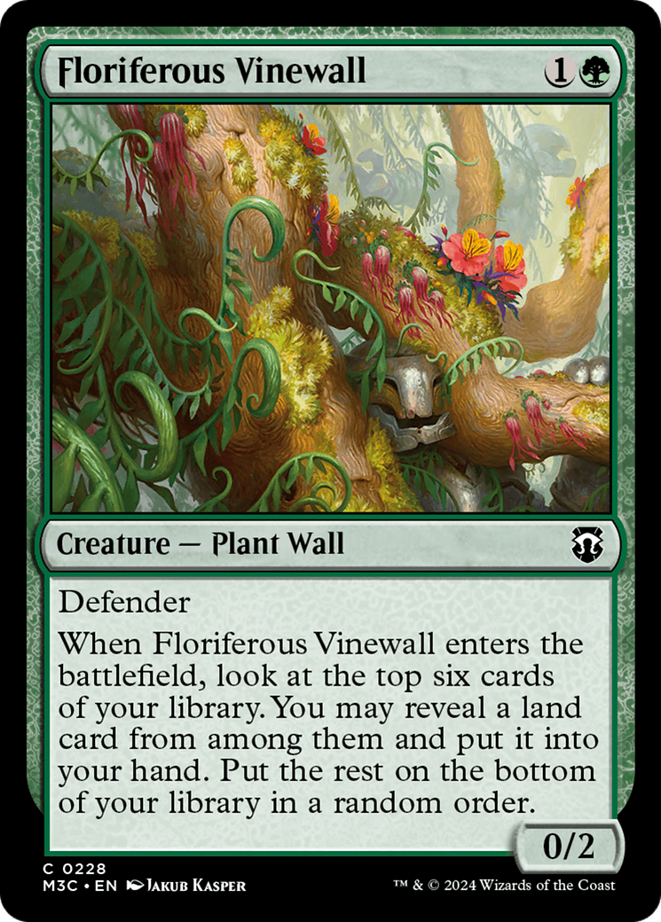 Floriferous Vinewall (Ripple Foil) [Modern Horizons 3 Commander] | Good Games Morley