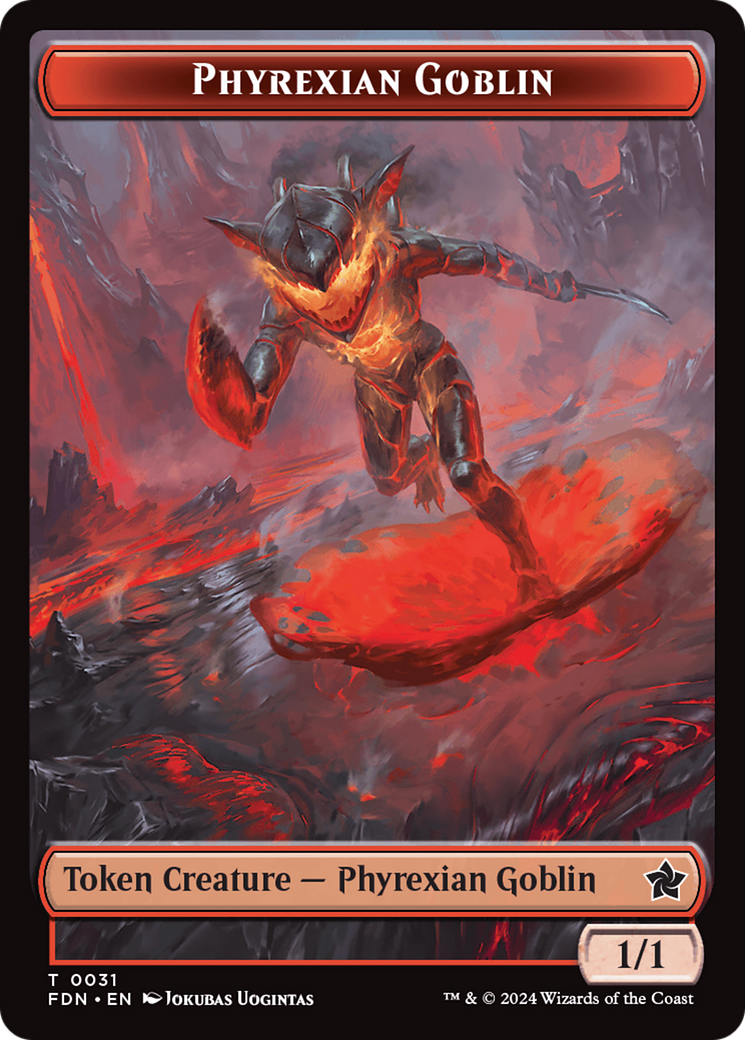 Cat (0027) // Phyrexian Goblin Double-Sided Token [Foundations Tokens] | Good Games Morley