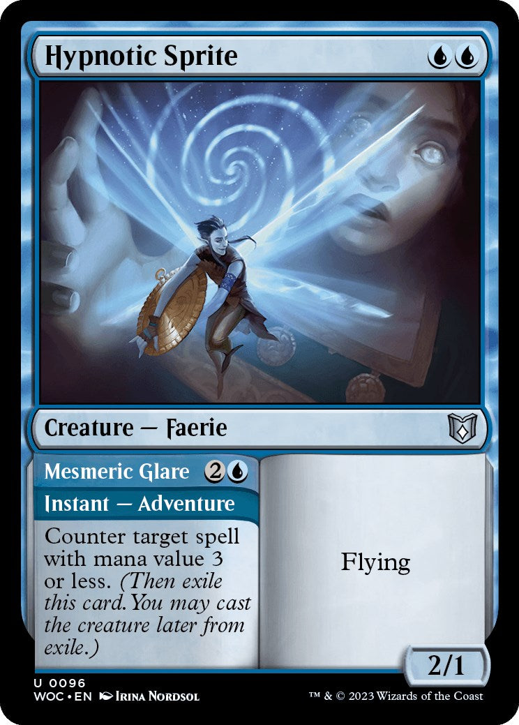 Hypnotic Sprite // Mesmeric Glare [Wilds of Eldraine Commander] | Good Games Morley