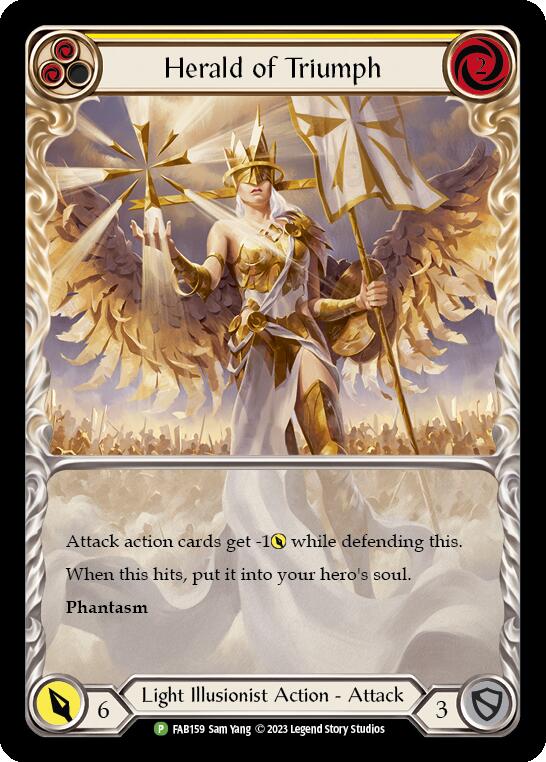 Herald of Triumph (Yellow) [FAB159] (Promo)  Rainbow Foil | Good Games Morley