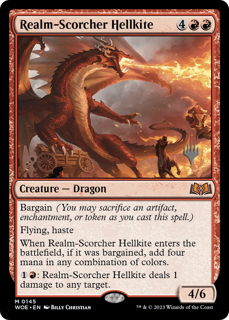 Realm-Scorcher Hellkite (Promo Pack) [Wilds of Eldraine Promos] | Good Games Morley