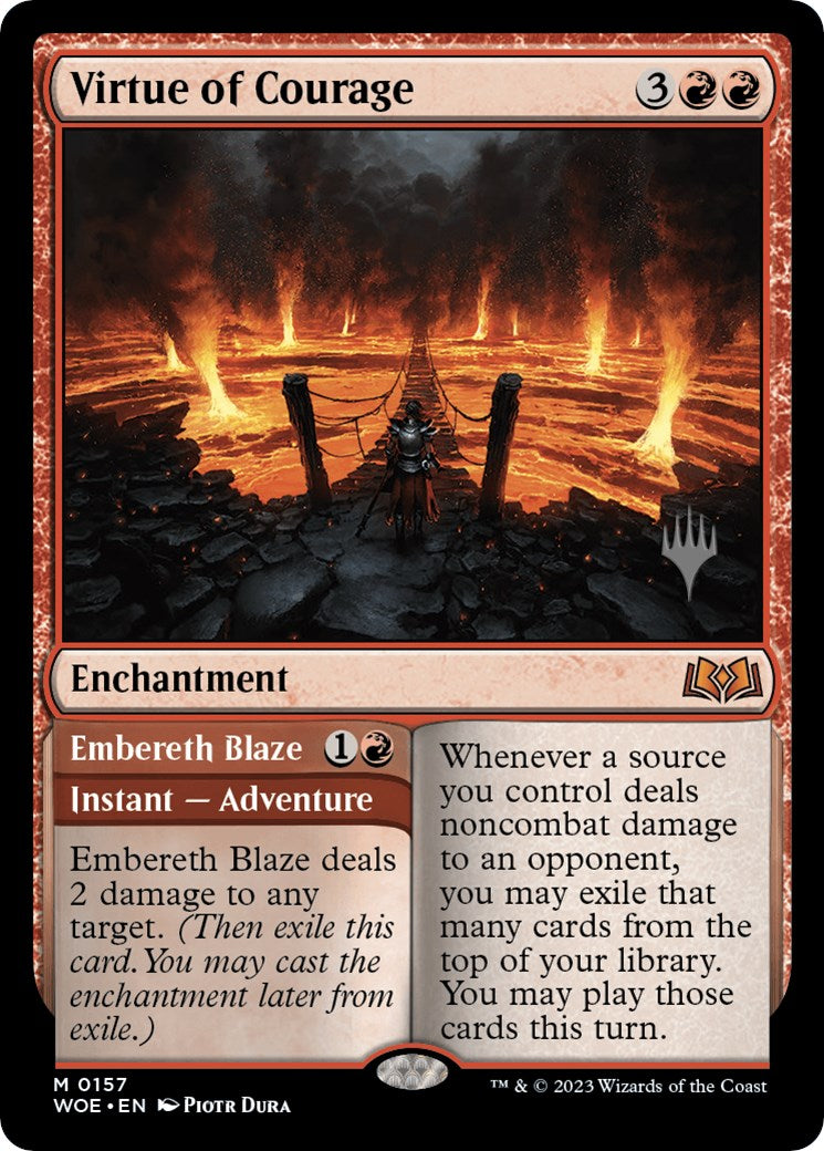 Virtue of Courage //Embereth Blaze (Promo Pack) [Wilds of Eldraine Promos] | Good Games Morley