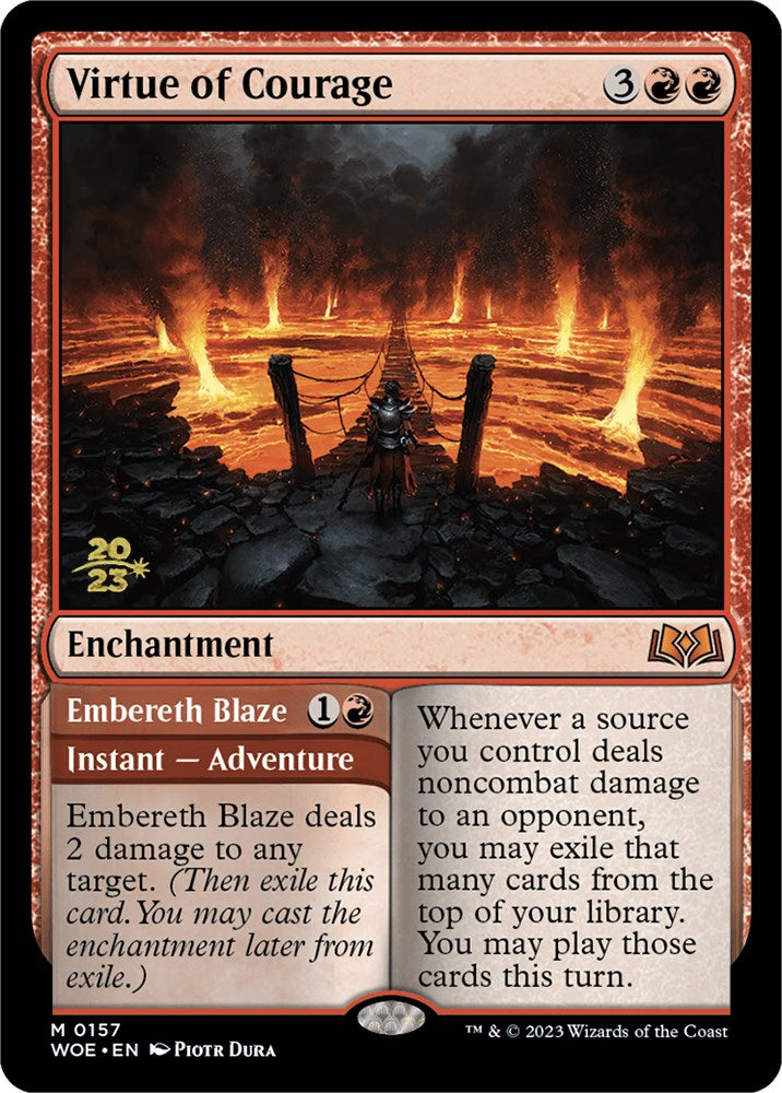 Virtue of Courage //Embereth Blaze (Promo Pack) [Wilds of Eldraine Promos] | Good Games Morley