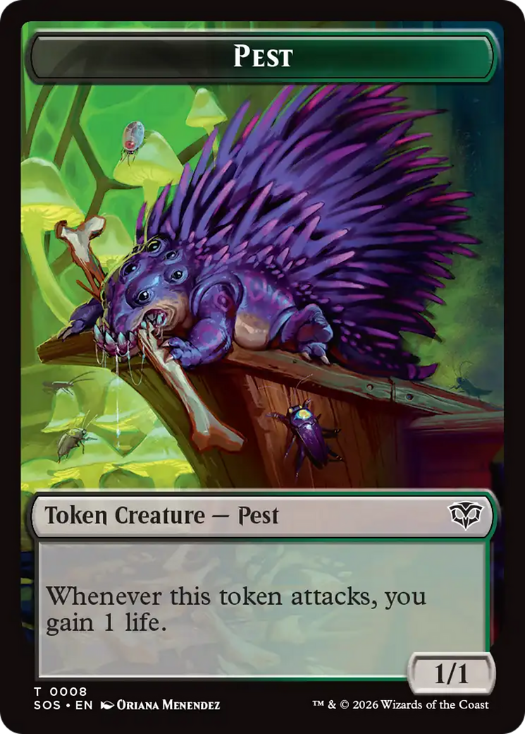 Professor Dellian Fel // Pest (0008) Double-Sided Token [Secrets of Strixhaven Tokens] | Good Games Morley