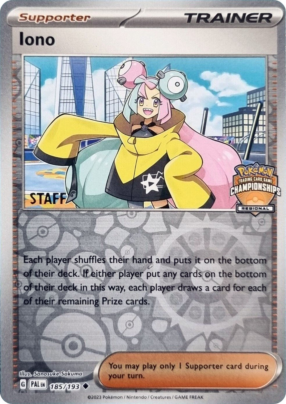 Iono (185/193) (Regional Championships Promo Staff) [League & Championship Cards] | Good Games Morley