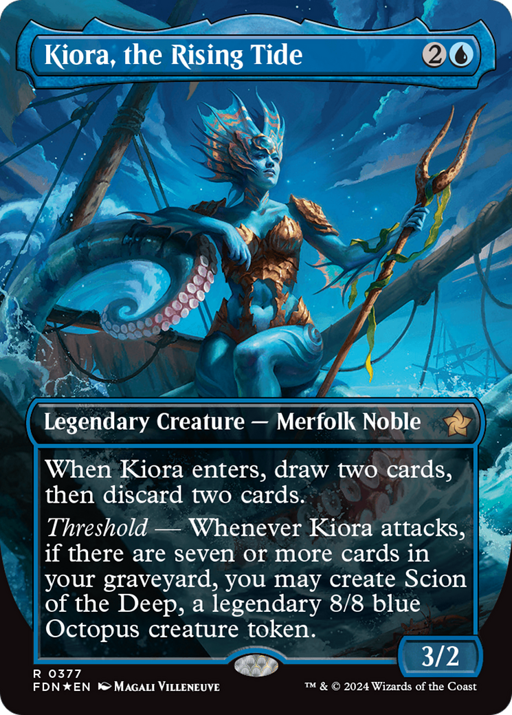 Kiora, the Rising Tide (Borderless) (Mana Foil) [Foundations] | Good Games Morley