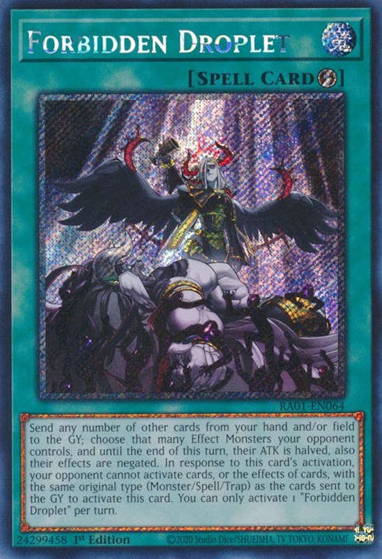 Forbidden Droplet [RA01-EN064] Platinum Secret Rare | Good Games Morley