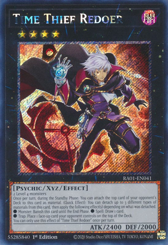 Time Thief Redoer [RA01-EN041] Platinum Secret Rare | Good Games Morley
