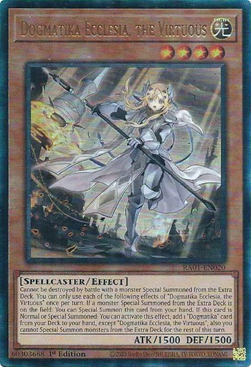 Dogmatika Ecclesia, the Virtuous [RA01-EN020] Prismatic Ultimate Rare | Good Games Morley