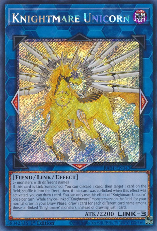 Knightmare Unicorn [RA01-EN043] Platinum Secret Rare | Good Games Morley