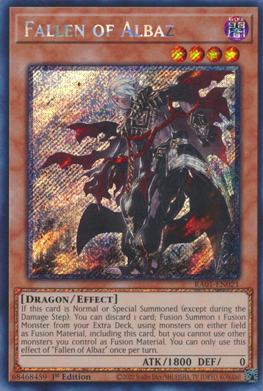 Fallen of Albaz [RA01-EN021] Platinum Secret Rare | Good Games Morley