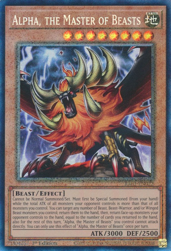Alpha, the Master of Beasts [RA01-EN022] Prismatic Collector's Rare | Good Games Morley