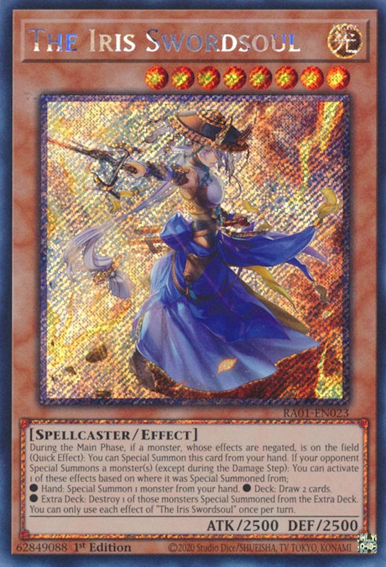 The Iris Swordsoul [RA01-EN023] Platinum Secret Rare | Good Games Morley