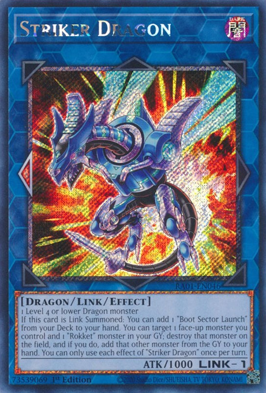 Striker Dragon [RA01-EN046] Platinum Secret Rare | Good Games Morley