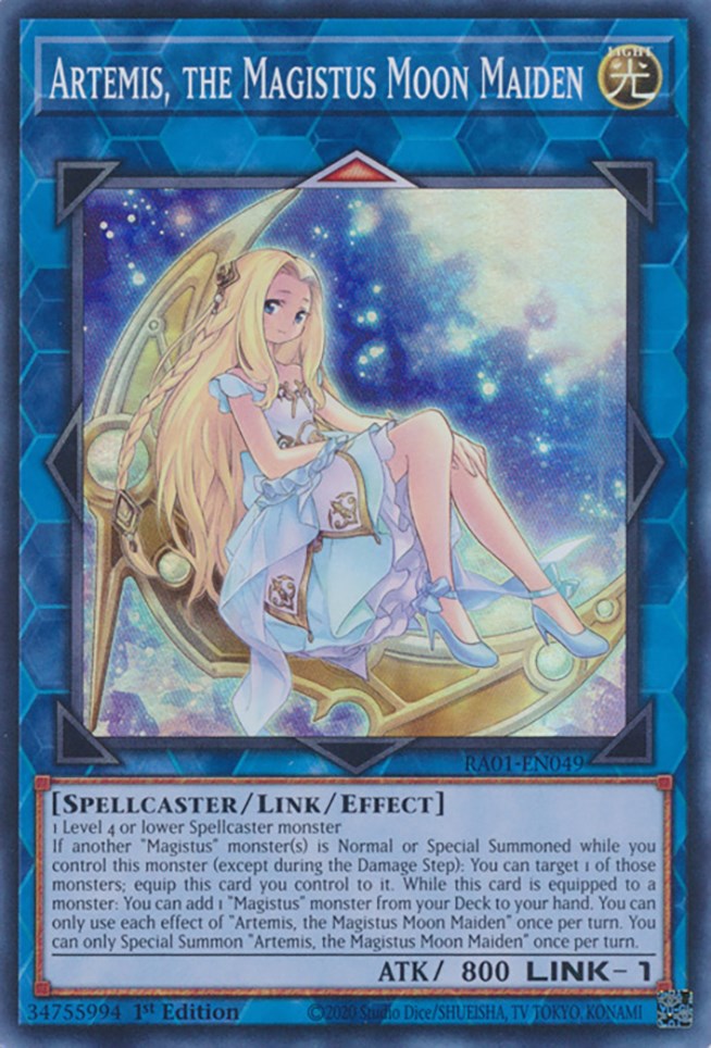 Artemis, the Magistus Moon Maiden [RA01-EN049] Super Rare | Good Games Morley