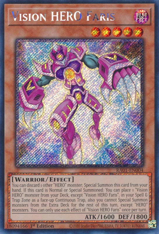 Vision HERO Faris [RA01-EN004] Platinum Secret Rare | Good Games Morley