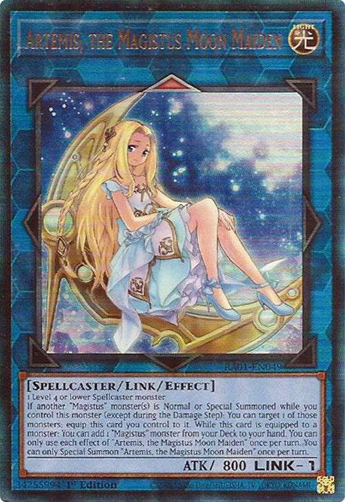 Artemis, the Magistus Moon Maiden [RA01-EN049] Prismatic Ultimate Rare | Good Games Morley