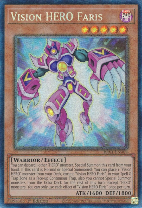 Vision HERO Faris [RA01-EN004] Prismatic Collector's Rare | Good Games Morley
