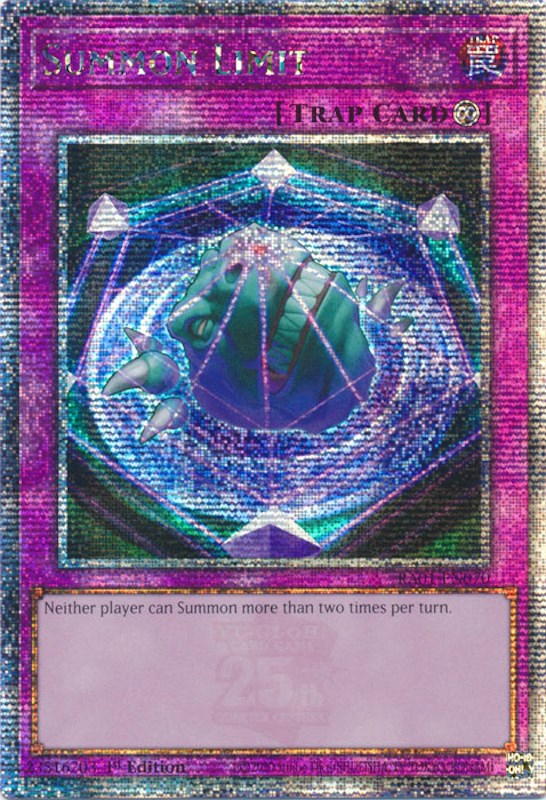 Summon Limit [RA01-EN070] Quarter Century Secret Rare | Good Games Morley