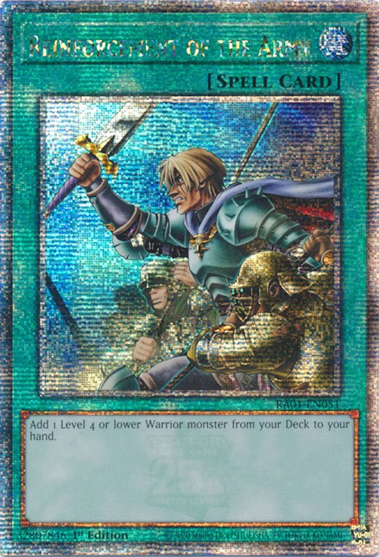 Reinforcement of the Army [RA01-EN051] Quarter Century Secret Rare | Good Games Morley