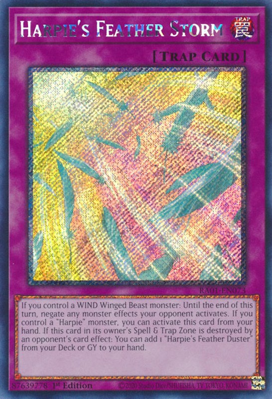 Harpie's Feather Storm [RA01-EN073] Platinum Secret Rare | Good Games Morley