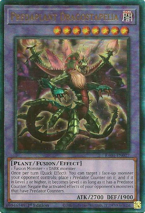 Predaplant Dragostapelia [RA01-EN027] Prismatic Ultimate Rare | Good Games Morley