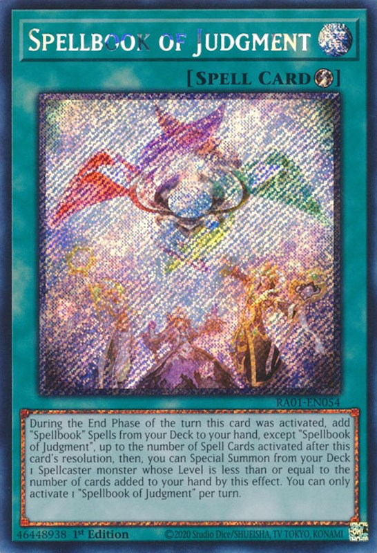Spellbook of Judgment [RA01-EN054] Platinum Secret Rare | Good Games Morley