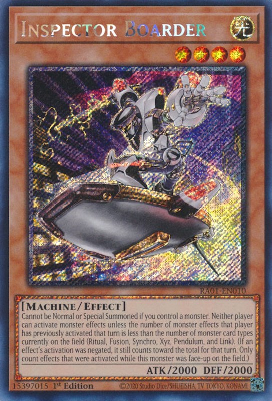 Inspector Boarder [RA01-EN010] Platinum Secret Rare | Good Games Morley